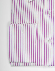 Patrick Hellmann Collection White Shirt With Purple Stripes  And Cuffs For Cufflinks thumbnail 4
